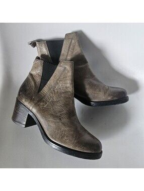 Janet Sport Leather Brown Taupe ombre  Chelsea Ankle Boots Sz.7 Italy